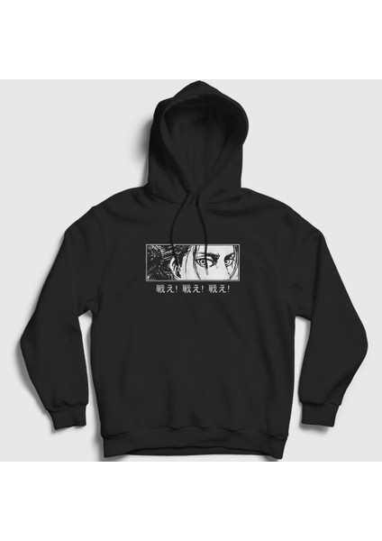 Unisex Siyah Eren Yeager Flowers Anime Attack On Titan Kapüşonlu Sweatshirt