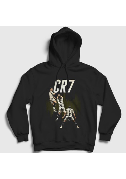 Unisex Siyah Celebration Futbol Cr7 Cristiano Ronaldo Kapüşonlu Sweatshirt