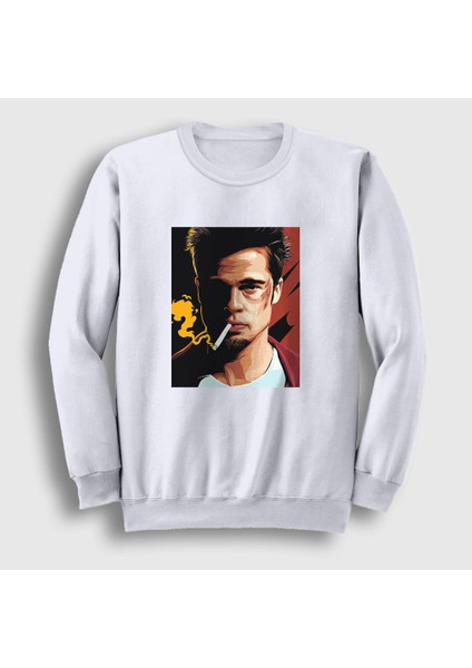 Unisex Beyaz Tyler Durden Brad Pitt Fight Club Sweatshirt
