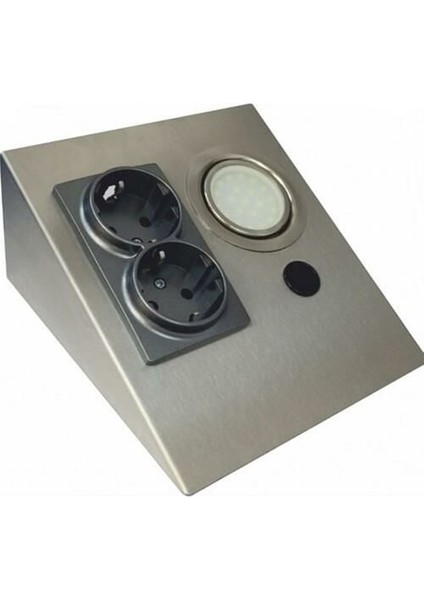 CT-5109 2 Watt Çift Prizli Saten Kasa Tezgah Aydınlatma Beyaz