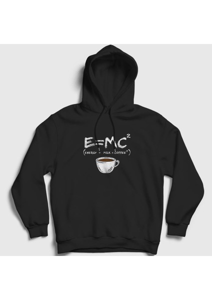 Unisex Siyah Emc2 Science Albert Einstein Kapüşonlu Sweatshirt