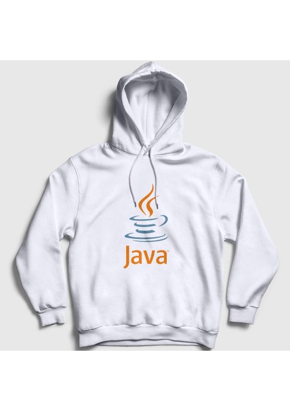 Unisex Beyaz Java Coder Programmer Developer Yazılımcı Kapüşonlu Sweatshirt