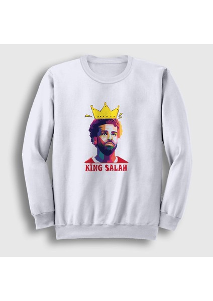 Unisex Beyaz King Soccer Futbol Mohamed Muhammed Salah Sweatshirt
