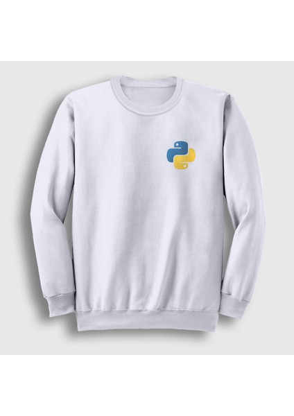 Unisex Beyaz Logo Python Developer Yazılımcı Sweatshirt