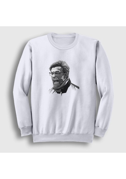 Unisex Beyaz Shout Soccer Futbol Jürgen Klopp Sweatshirt