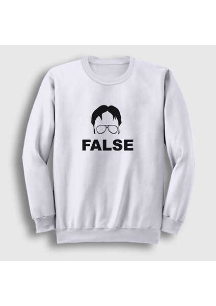 Unisex Beyaz False Dwight Schrute Dizi The Office Sweatshirt