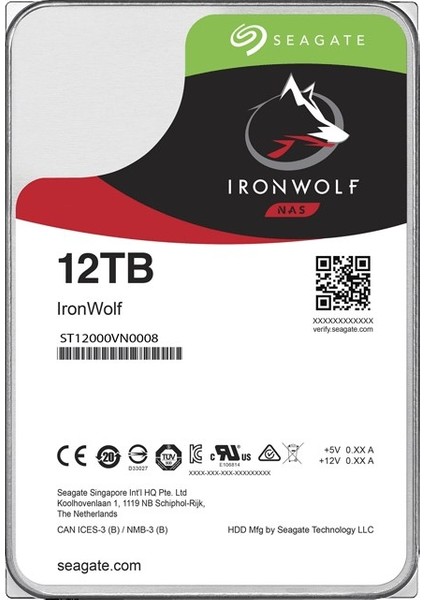 Ironwolf 12TB 7200RPM 256MB -ST12000VN0008