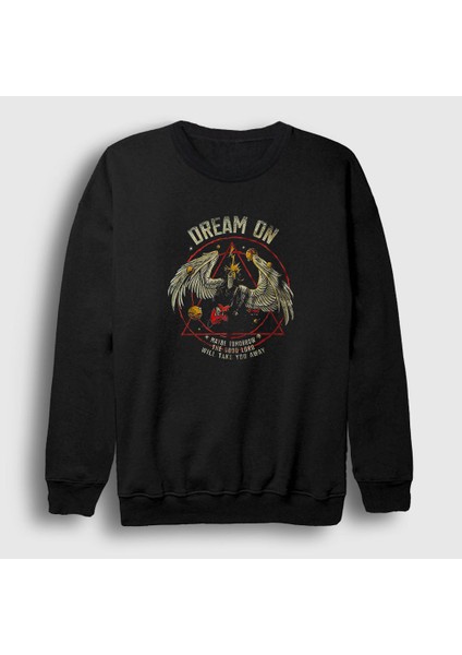 Unisex Siyah Dream On Aerosmith Sweatshirt