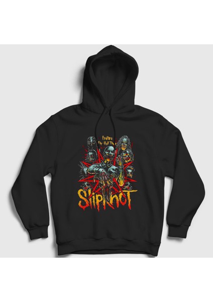 Unisex Siyah Hell Tour Slipknot Kapüşonlu Sweatshirt