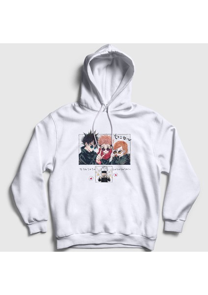 Unisex Beyaz Lost In Paradise V3 Jujutsu Kaisen Kapüşonlu Sweatshirt