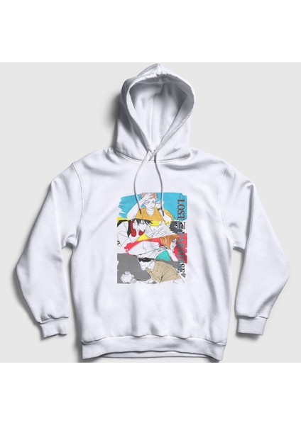 Unisex Beyaz Lost In Paradise V2 Jujutsu Kaisen Kapüşonlu Sweatshirt