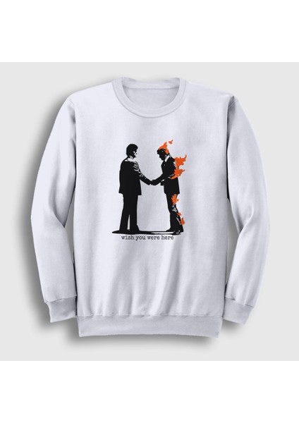 Unisex Beyaz Wish You Were Here Pink Floyd Sweatshirt