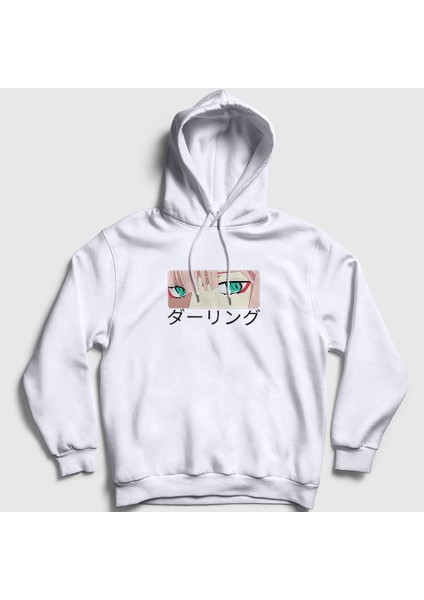 Unisex Beyaz Zero Two Anime Darling In The Franxx Kapüşonlu Sweatshirt