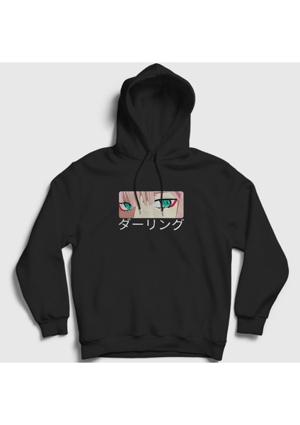 Unisex Siyah Zero Two Anime Darling In The Franxx Kapüşonlu Sweatshirt
