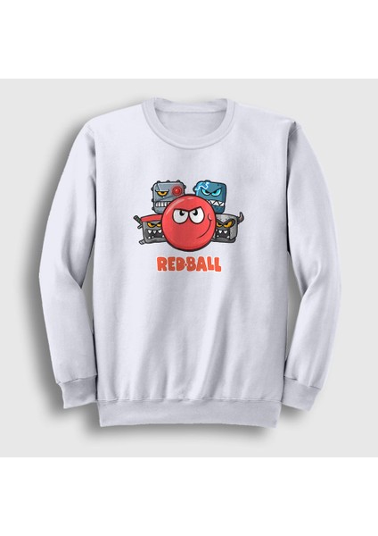 Unisex Beyaz Crew Oyun Red Ball Sweatshirt