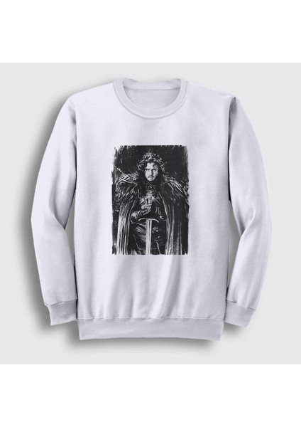 Unisex Beyaz Jon Snow Dizi Game Of Thrones Sweatshirt