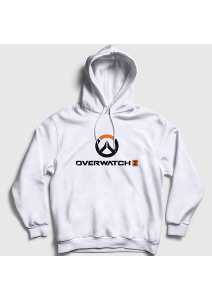 Unisex Beyaz Logo Oyun Overwatch Kapüşonlu Sweatshirt