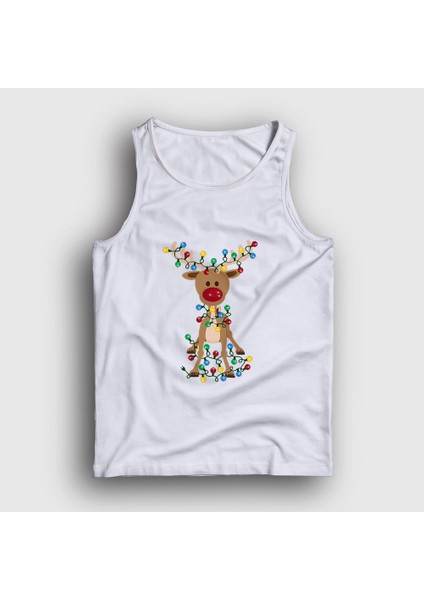 Unisex Beyaz Adorable Reindeer Geyik Yılbaşı Atlet