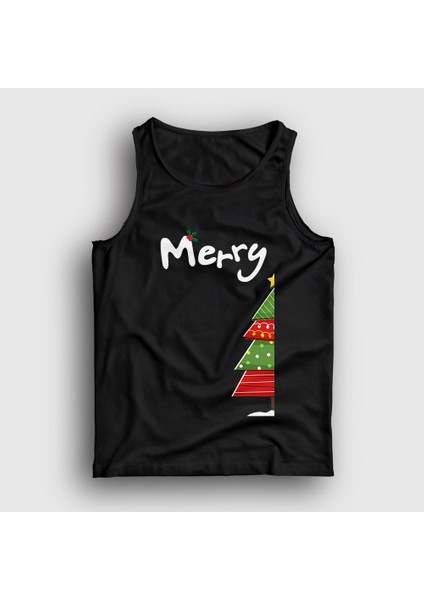 Unisex Siyah Merry Christmas Funny Yılbaşı Atlet