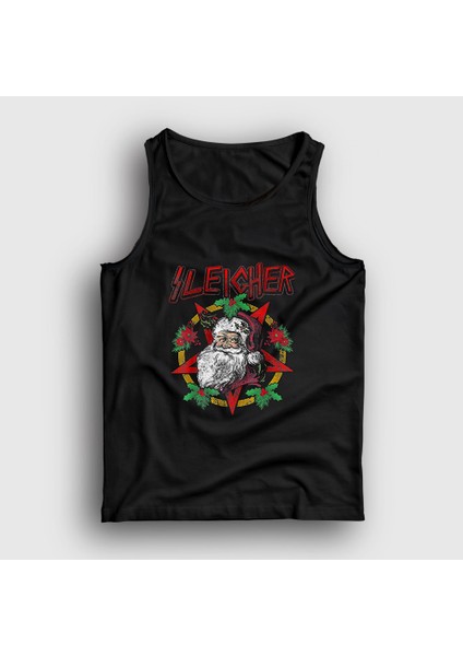 Unisex Siyah Sleigher Slayer Noel Baba Metal Yılbaşı Atlet