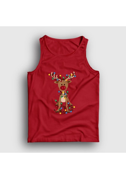 Unisex Kırmızı Adorable Reindeer Geyik Yılbaşı Atlet