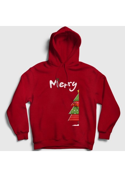 Unisex Kırmızı Merry Christmas Funny Yılbaşı Kapüşonlu Sweatshirt