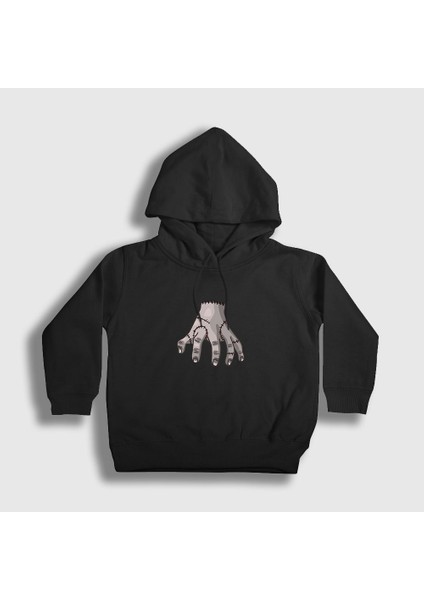 Unisex Çocuk Siyah The Thing Wednesday Addams Family Addams Ailesi Kapüşonlu Sweatshirt