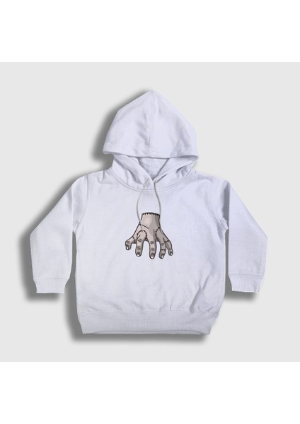 Unisex Çocuk Beyaz The Thing Wednesday Addams Family Addams Ailesi Kapüşonlu Sweatshirt