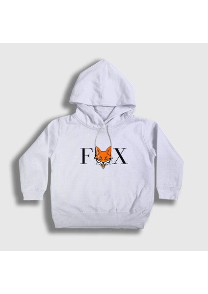 Unisex Çocuk Beyaz Logo Fox Tilki Kapüşonlu Sweatshirt