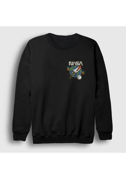 Unisex Siyah Rocket Nasa Space Uzay Sweatshirt