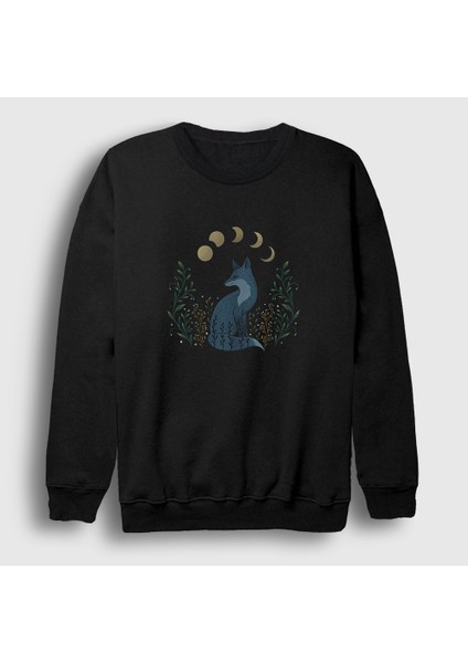 Unisex Siyah Night Fox Tilki Sweatshirt