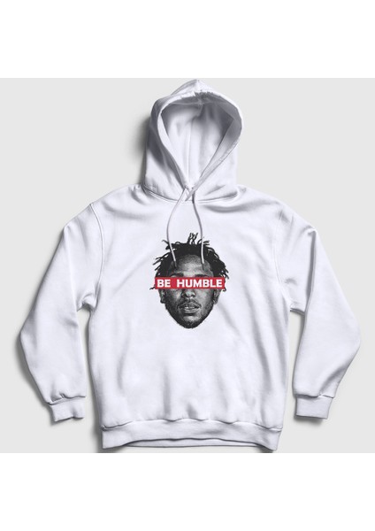 Unisex Beyaz Be Humble Kendrick Lamar Kapüşonlu Sweatshirt