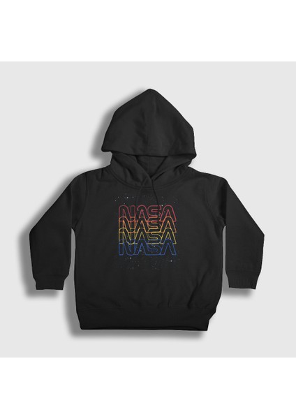 Unisex Çocuk Siyah Colors Nasa Space Uzay Kapüşonlu Sweatshirt