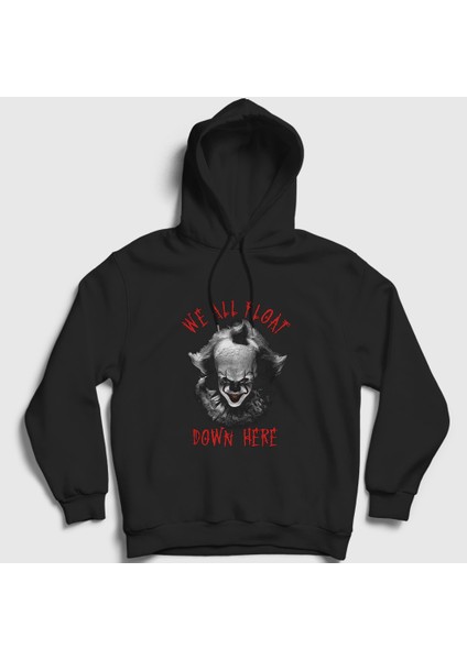Unisex Siyah Float Pennywise Stephen King It Kapüşonlu Sweatshirt