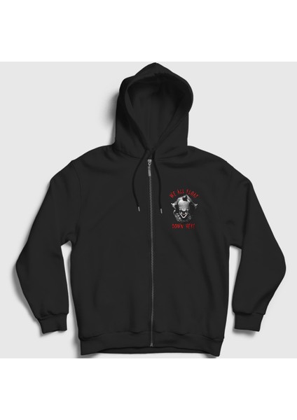 Unisex Siyah Float Pennywise Stephen King It Fermuarlı Kapüşonlu Sweatshirt