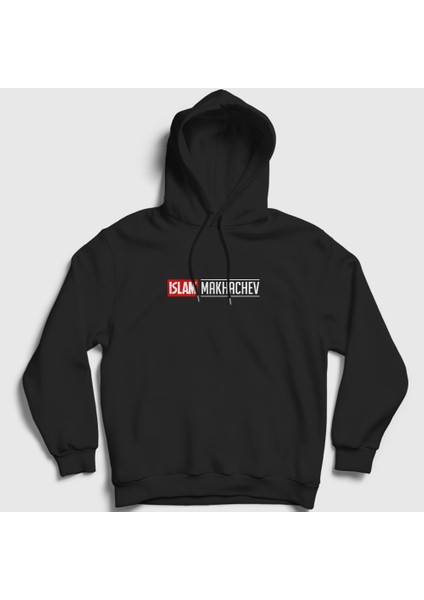 Unisex Siyah Logo Mma Ufc Islam Makhachev Kapüşonlu Sweatshirt