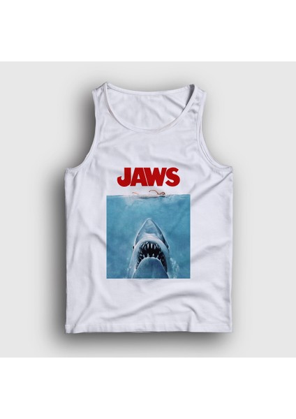 Unisex Beyaz Poster Shark Film Jaws Atlet