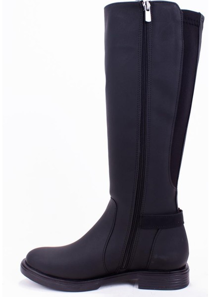 DZA07-43621910 Siyah Günlük Streçli Düz Topuk Kadın Çizme modelleri