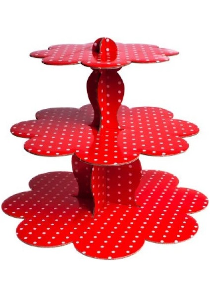 Myebı Karton Cupcake Standı Kırmızı Puantiye