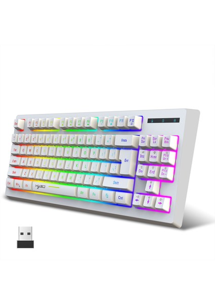 L100 Kablosuz Rgb Mekanik Klavye - Beyaz (Yurt Dışından)