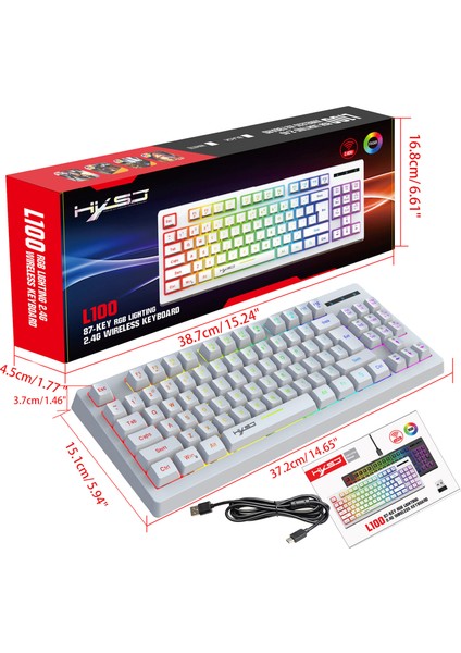 L100 Kablosuz Rgb Mekanik Klavye - Beyaz (Yurt Dışından) indirimleri