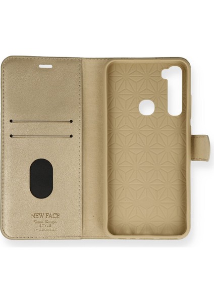Xiaomi Redmi Note 8 Kılıf Trend S Plus Kapaklı Kılıf - Gold