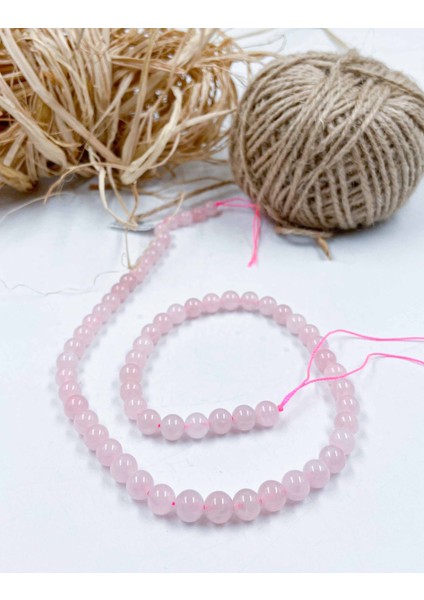 Madagaskar Pembe Kuvars Küre Kesim 6 mm Doğal Taş Dizi