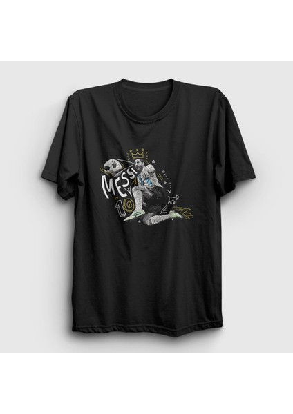 Unisex Siyah 10 Argentina Soccer Futbol Lionel Messi T-Shirt