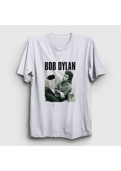 Unisex Beyaz Portrait Bob Dylan T-Shirt