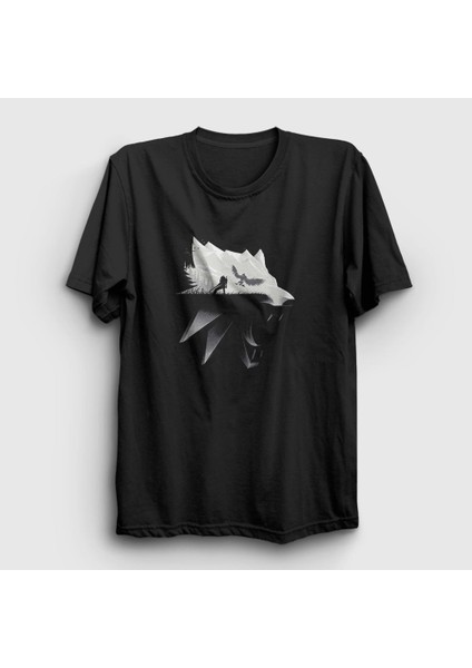 Unisex Siyah Wolf Dizi Witcher T-Shirt