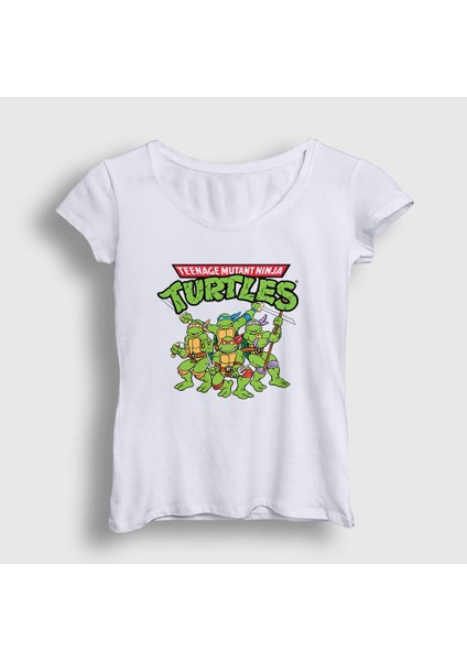 Kadın Beyaz Poster Teenage Mutant Ninja Turtles T-Shirt