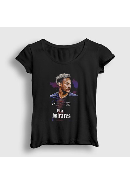 Kadın Siyah Psg Soccer Futbol Neymar Jr T-Shirt