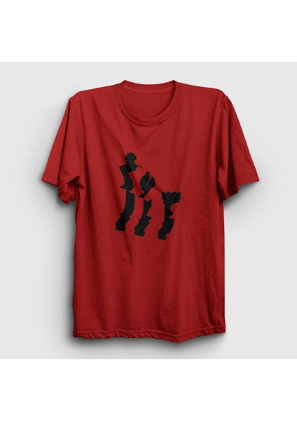 Unisex Kırmızı Pieces Chess Satranç T-Shirt