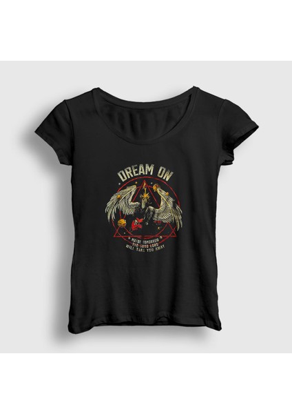 Kadın Siyah Dream On Aerosmith T-Shirt